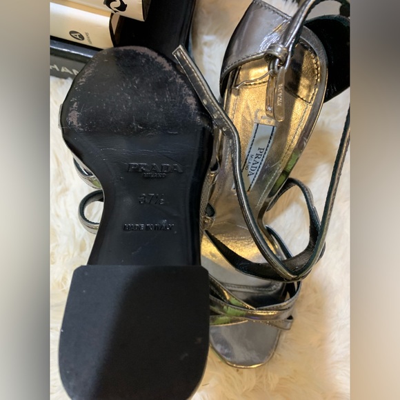 EUC Prada gladiator metallic heel sandal from The REAL REAL 🫶Silver metallic❤️ - Picture 6 of 6